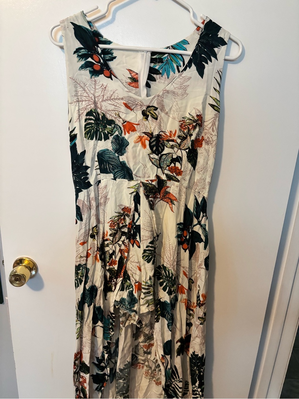 Hawaiian Elevated Fairy Beach EuroSummer Tropical Floral Maxi Romper Skirt Lg.